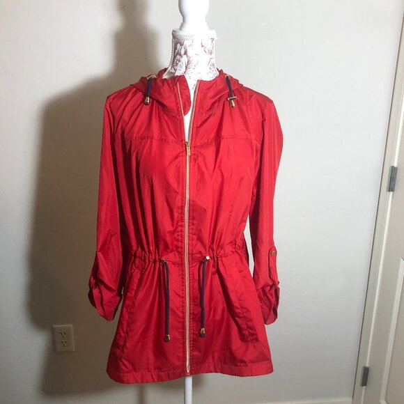 Susan Graver Red Lightweight Hooded Jacket - Size S - Picture 5 of 16